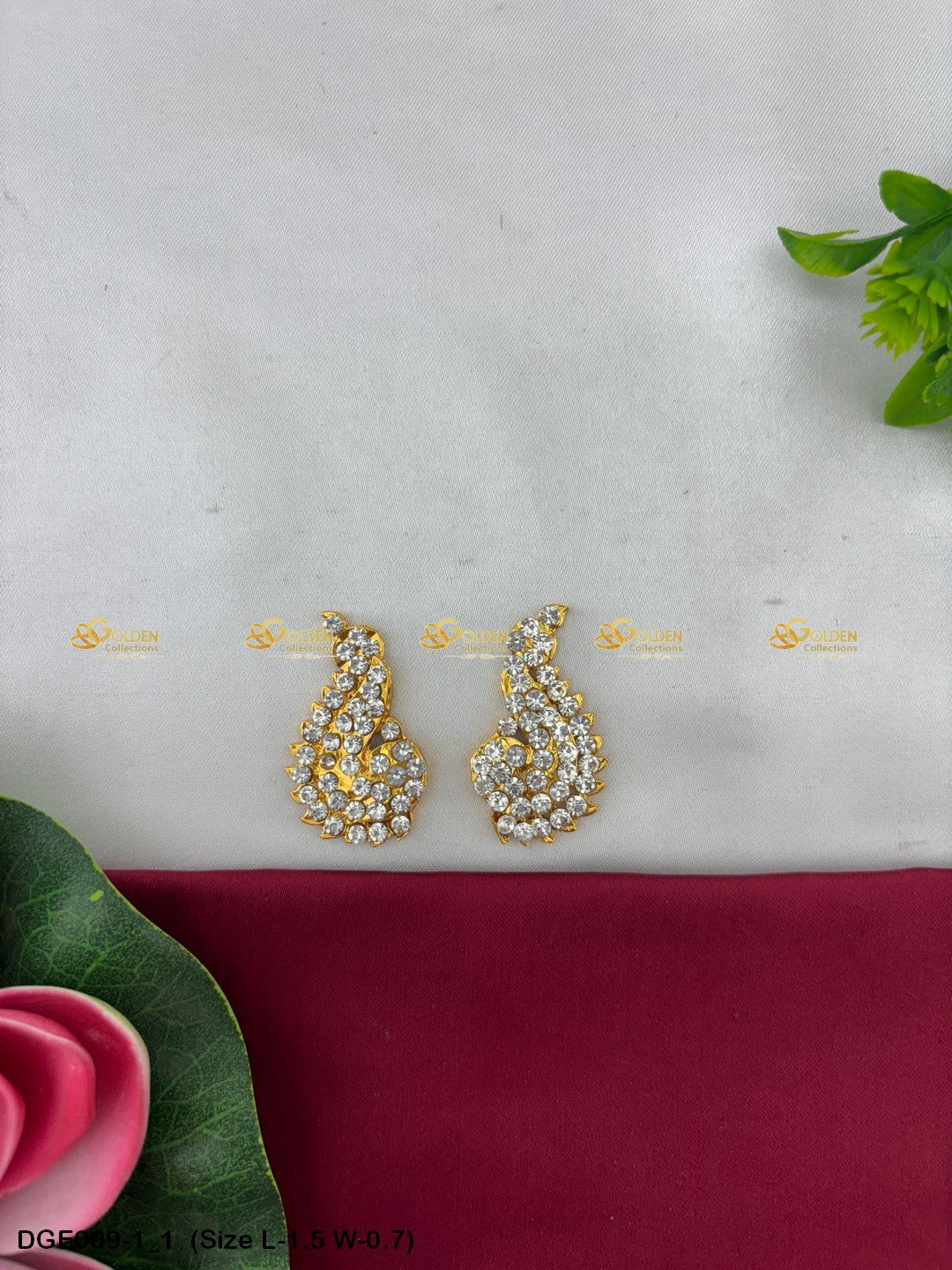 divine god earrings karna pathakam goldencollections Size: 1.5 x 0.7, Color: White, Style: Karna Pathakam Image 1