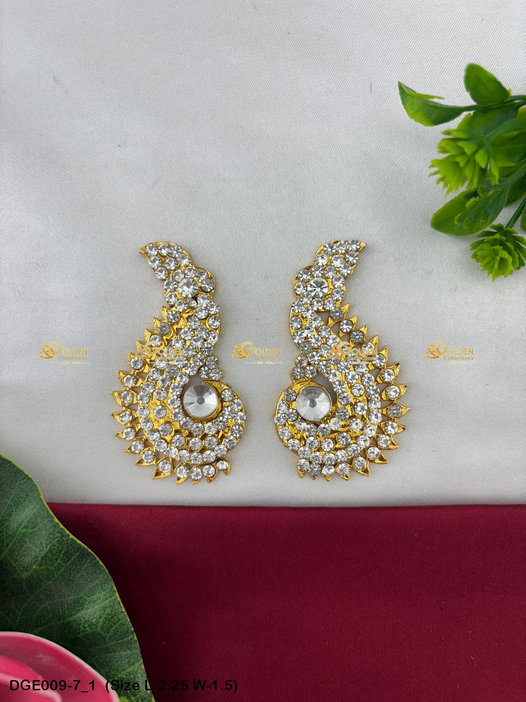 divine god earrings karna pathakam goldencollections Size: 2.25 x 1.5, Color: White, Style: Karna Pathakam Image 1