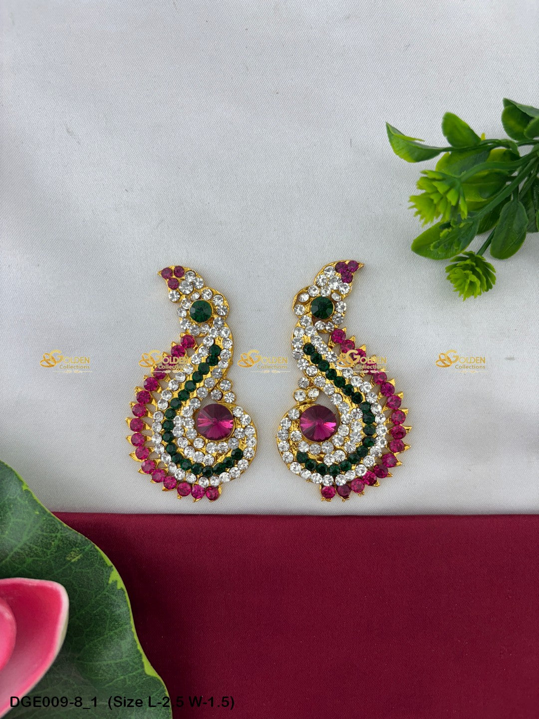 divine god earrings karna pathakam goldencollections Size: 2.5 x 1.5, Color: Multi, Style: Karna Pathakam Image 1