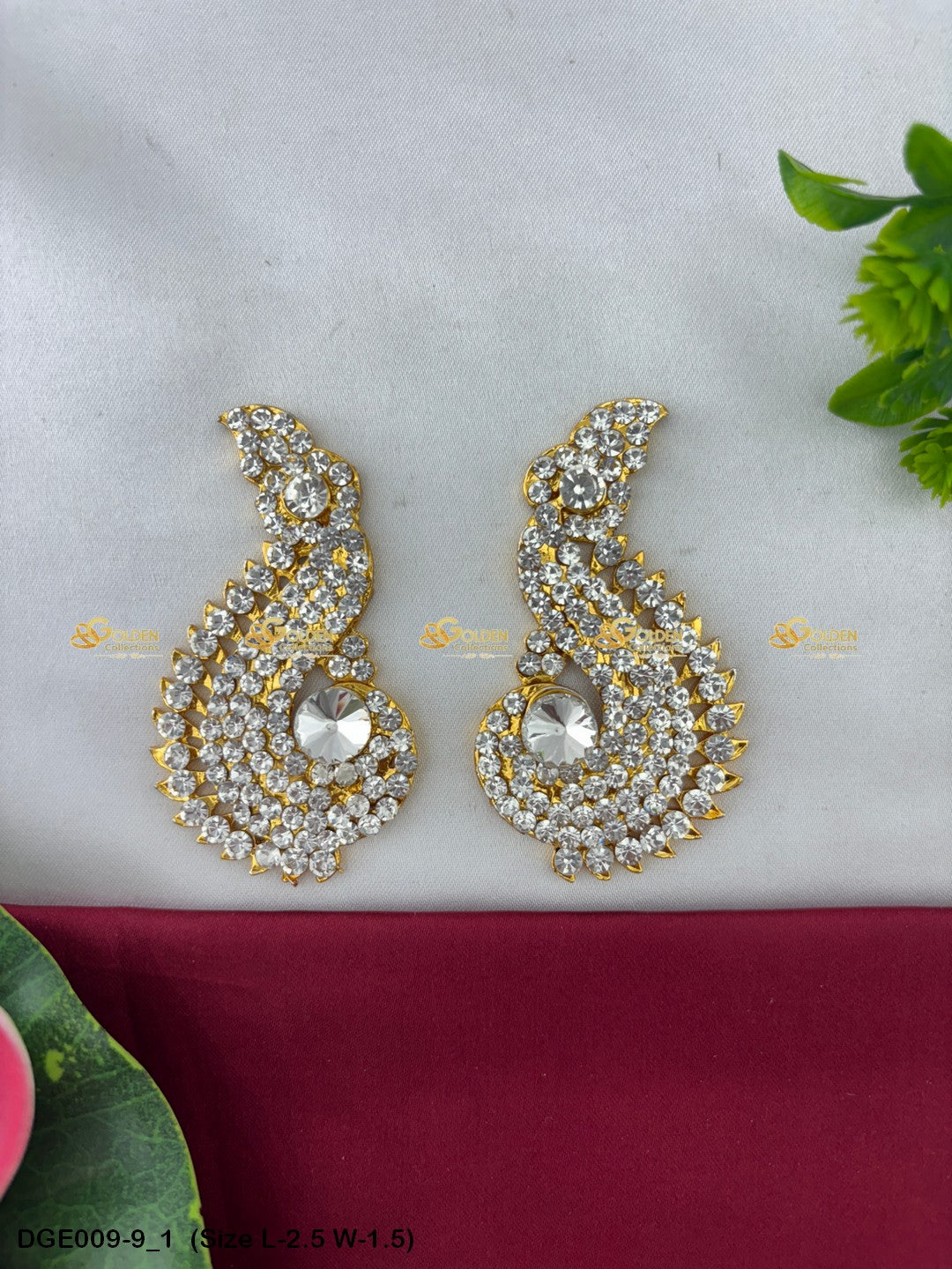 divine god earrings karna pathakam goldencollections Size: 2.5 x 1.5, Color: White, Style: Karna Pathakam Image 1