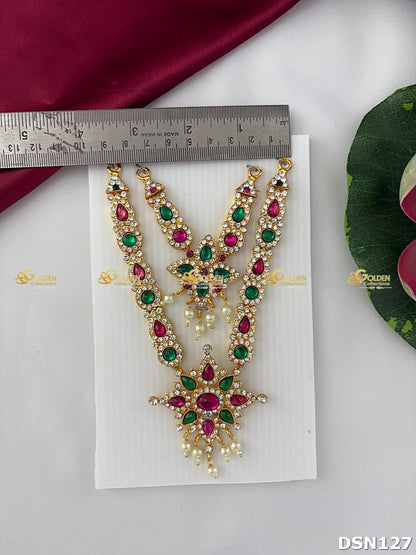 Deity 2 Step Short Haram / Short Necklace DSN127 deity short haram measurement photo showing ruler size reference