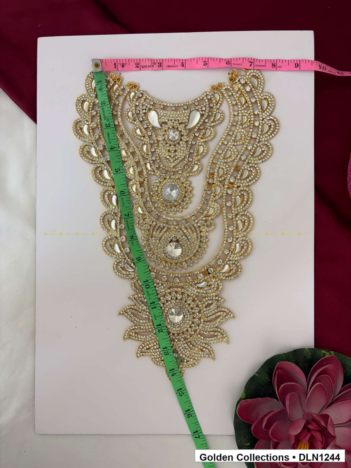Alternate product view of White Scalloped Wing Cascade Deity Long Necklace for Idol Alankaram for deity idol alankaram
