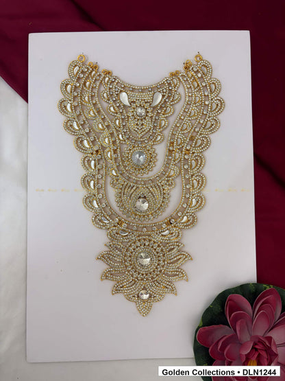 White Scalloped Wing Cascade Deity Long Necklace for Idol Alankaram full product view for deity idol alankaram