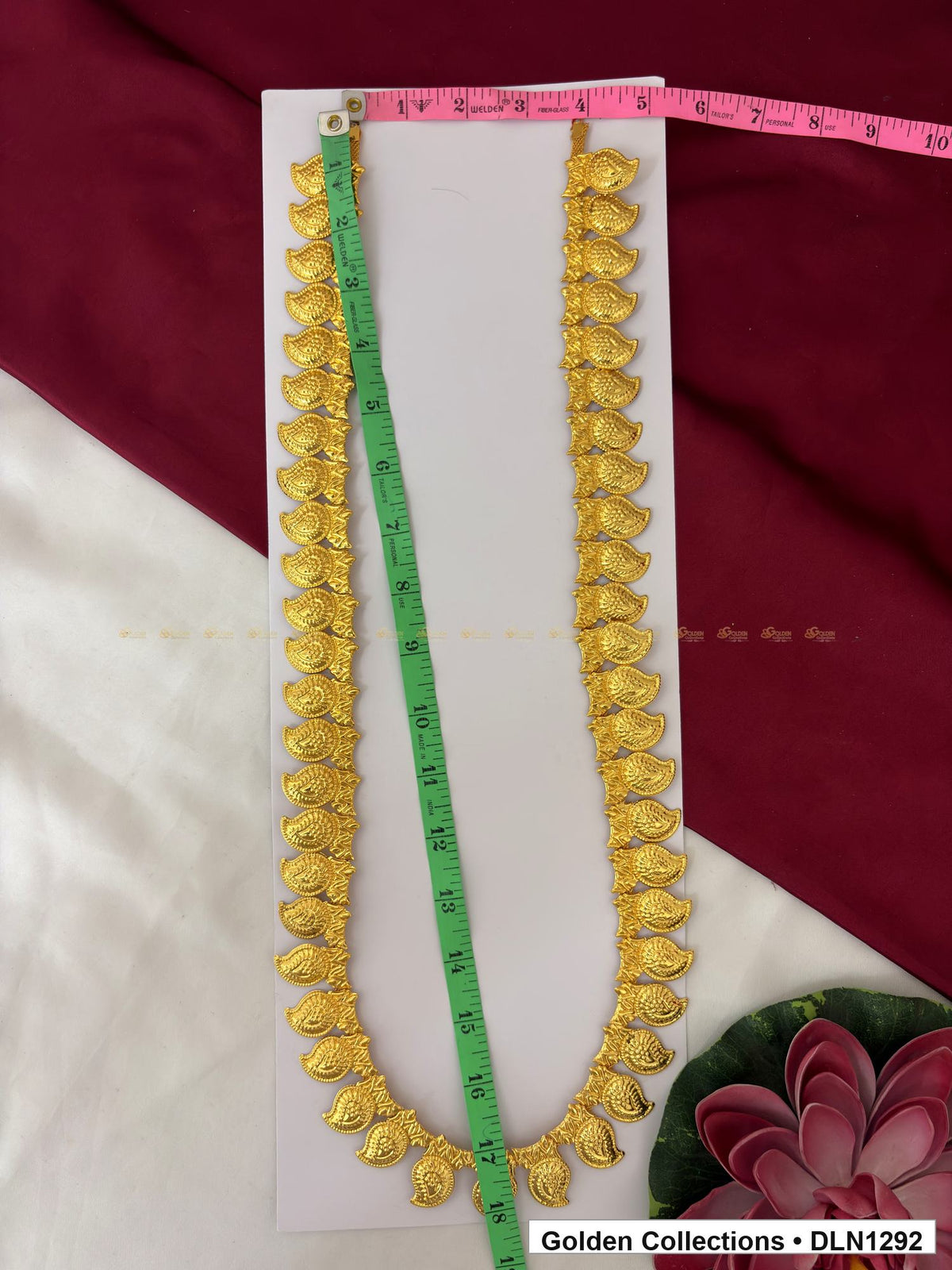 Alternate product view of Golden Leaf Drop Deity Long Necklace for Idol Alankaram for deity idol alankaram