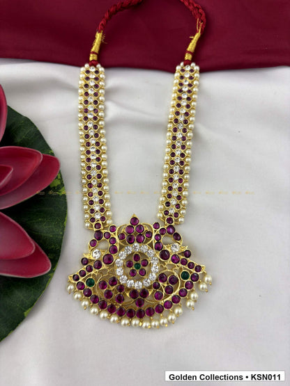 Additional product view of Double Line Real Kemp Short Necklace with Temple Pendant from Golden Collections
