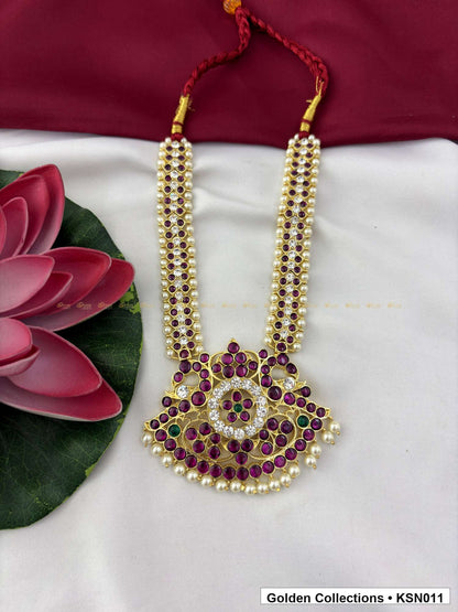 Additional product view of Double Line Real Kemp Short Necklace with Temple Pendant from Golden Collections