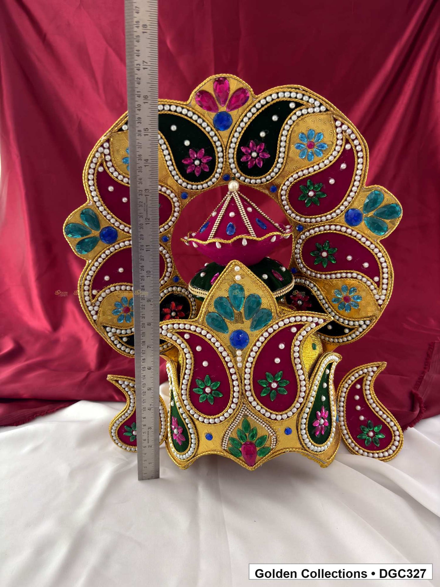 Angled view of Drama Dance Cardboard Crown with Velvet Cloth - Style 1 from Golden Collections