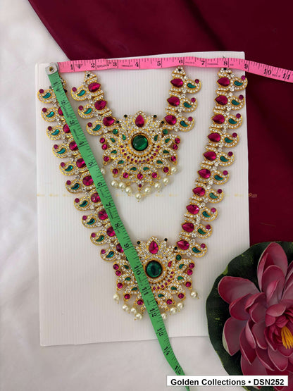 Alternate product view of Alternating Oval Double-Medallion Deity Short Necklace for Idol Alankaram for deity idol alankaram
