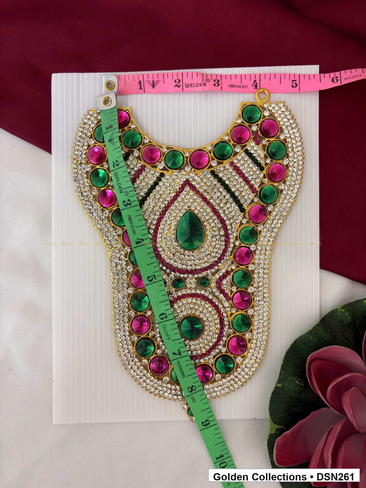 Alternate product view of Openwork Fan and Round Medallion Deity Short Necklace for Idol Alankaram for deity idol alankaram