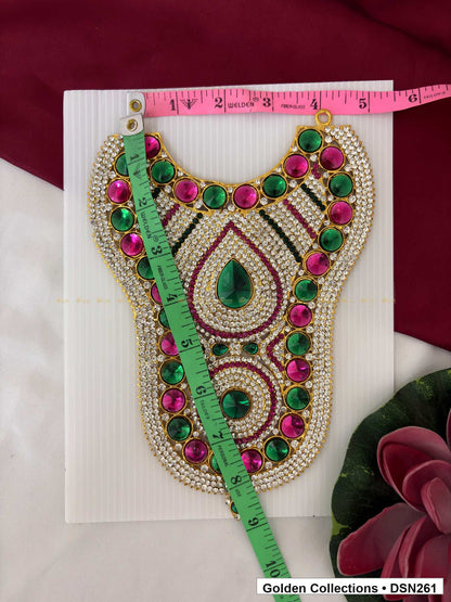 Alternate product view of Openwork Fan and Round Medallion Deity Short Necklace for Idol Alankaram for deity idol alankaram