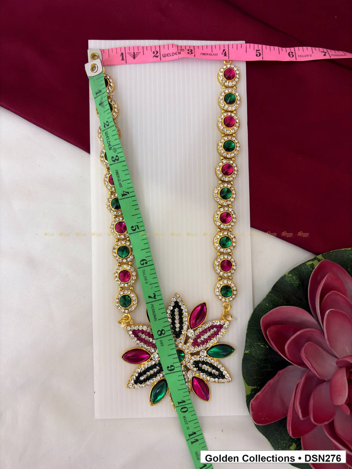 Alternate product view of Multicolor Petal Starburst Pendant Deity Short Necklace for Idol Alankaram for deity idol alankaram
