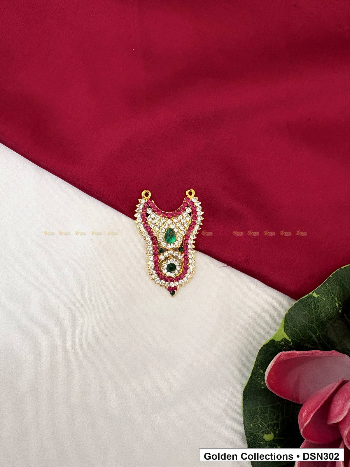 Compact Teardrop and Round Drop Deity Short Necklace for Idol Alankaram full product view for deity idol alankaram