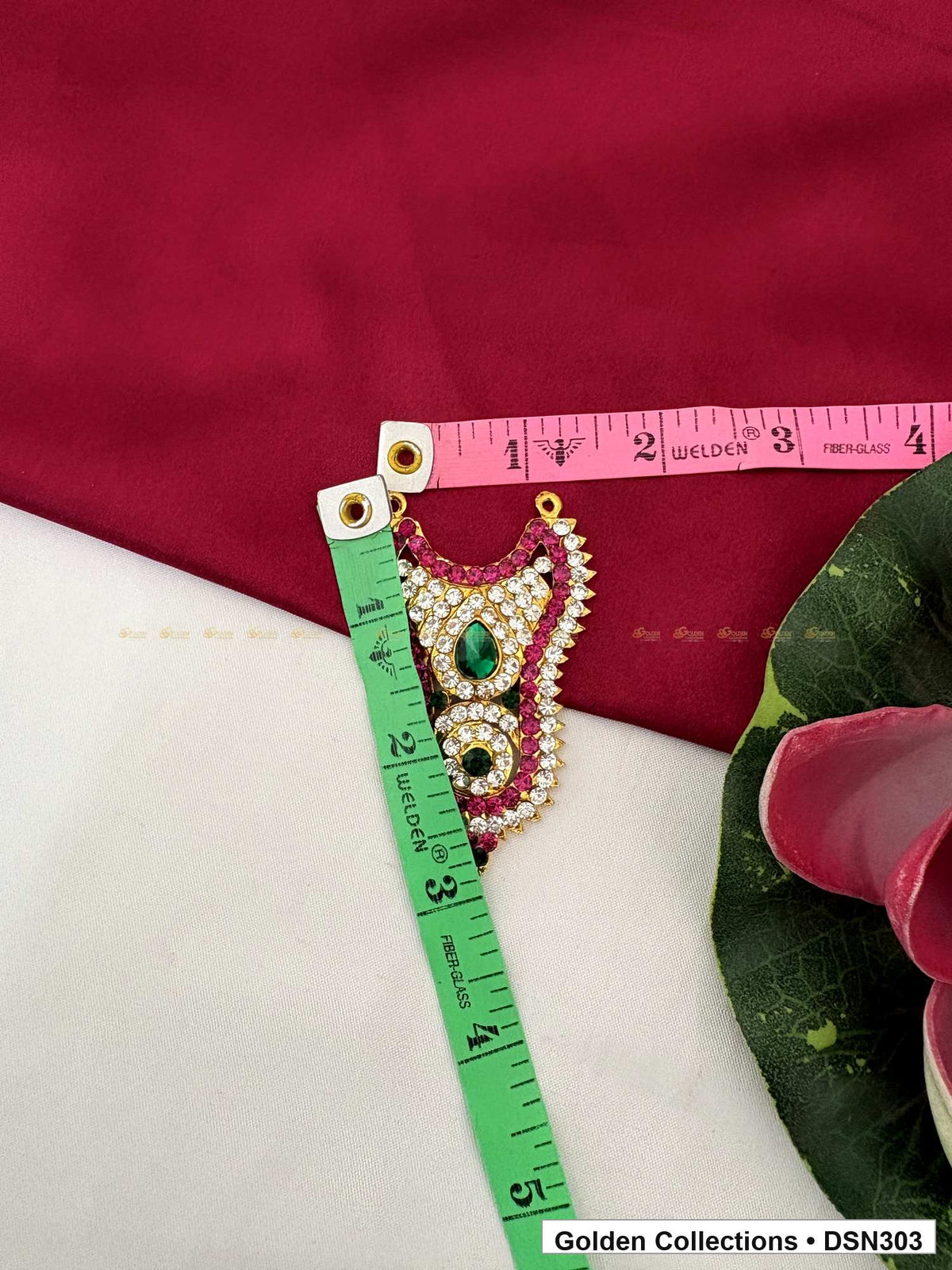 Alternate product view of Teardrop and Floral Medallion Deity Short Necklace for Idol Alankaram for deity idol alankaram