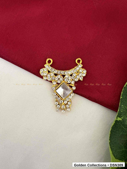Clear Square Centre Winged Floral Deity Short Necklace for Idol Alankaram full product view for deity idol alankaram