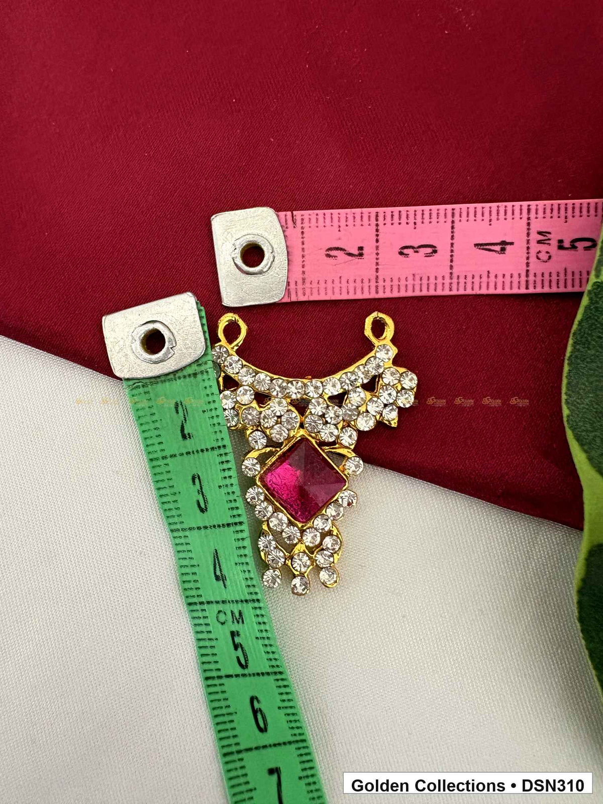 Alternate product view of Pink Square Centre Winged Floral Deity Short Necklace for Idol Alankaram for deity idol alankaram