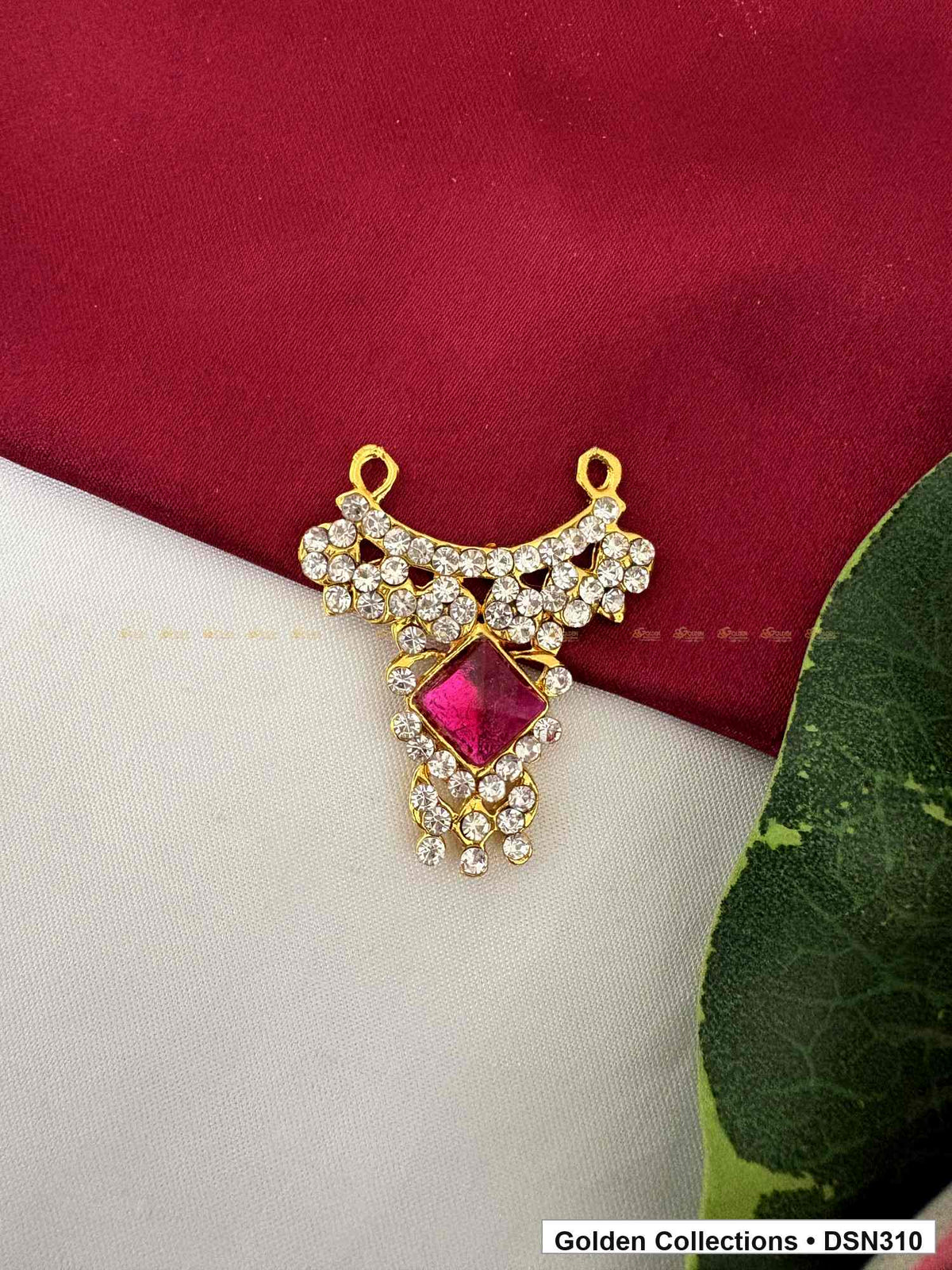 Pink Square Centre Winged Floral Deity Short Necklace for Idol Alankaram full product view for deity idol alankaram