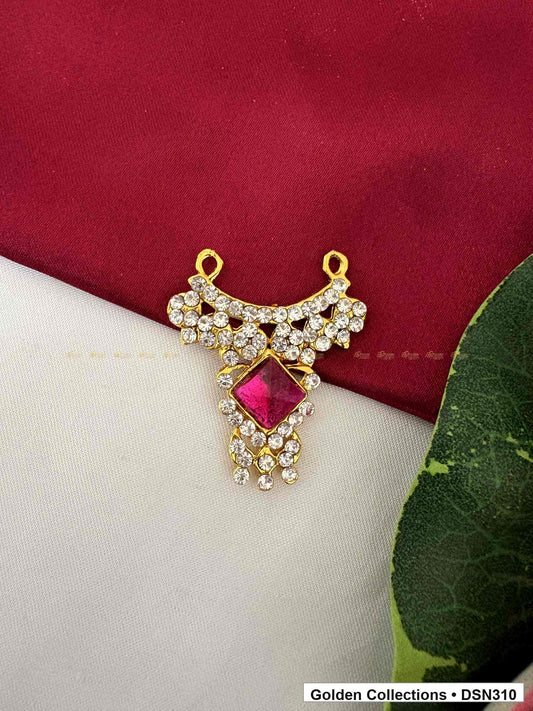 Pink Square Centre Winged Floral Deity Short Necklace for Idol Alankaram full product view for deity idol alankaram