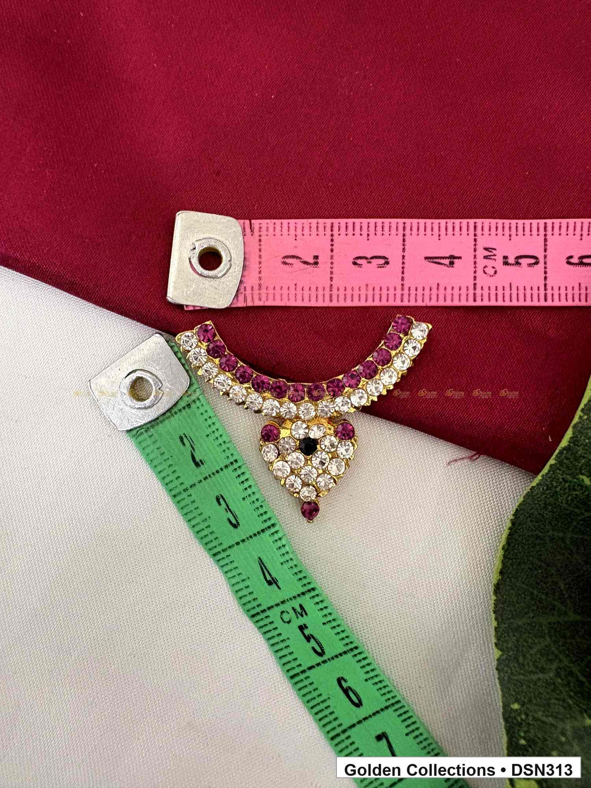 Alternate product view of Pink White Heart Drop Deity Short Necklace for Idol Alankaram for deity idol alankaram