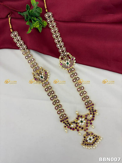 Kemp Bharatanatyam Long Necklace – Traditional Temple Jewellery Haram for Arangetram, Kuchipudi Dance & South Indian Weddings
