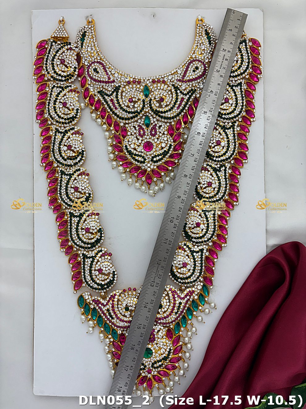 Goddess 2 Step Long Haram DLN055 deity long haram measurement photo showing ruler or tape length and width reference