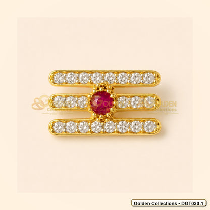 Front view of Shiva Vibhuti Tripund Tilak with CZ Stones for Deity Idols 0.9 x 1.3 cm DGT030-1 from Golden Collections
