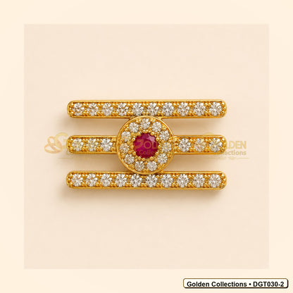 Front view of Shiva Vibhuti Tripund Tilak with CZ Stones for Deity Idols 1 x 1.8 cm DGT030-2 from Golden Collections