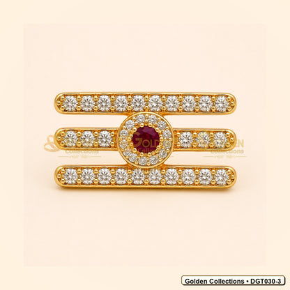 Front view of Shiva Vibhuti Tripund Tilak with CZ Stones for Deity Idols 1.3 x 2.3 cm DGT030-3 from Golden Collections