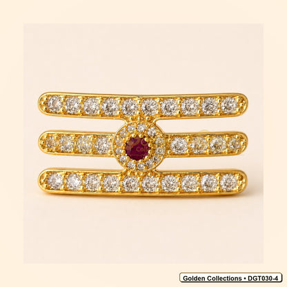 Front view of Shiva Vibhuti Tripund Tilak with CZ Stones for Deity Idols 1.5 x 2.8 cm DGT030-4 from Golden Collections