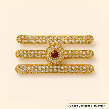 Front view of Shiva Vibhuti Tripund Tilak with CZ Stones for Deity Idols 1.5 x 3 cm DGT030-5 from Golden Collections