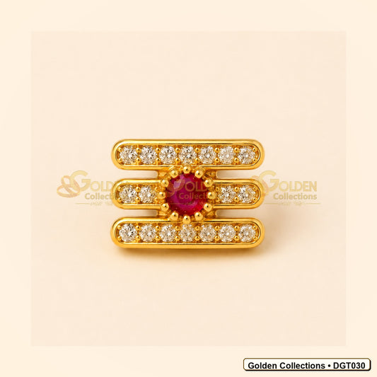 Front view of Shiva Vibhuti Tripund Tilak with CZ Stones for Deity Idols 0.7 x 0.9 cm DGT030 from Golden Collections