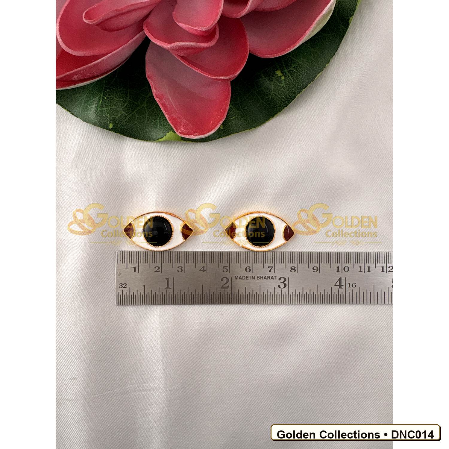 Front view of Gold-Tone Deity Eyes for God Idols 1.25 x 0.5 inches DNC014 from Golden Collections