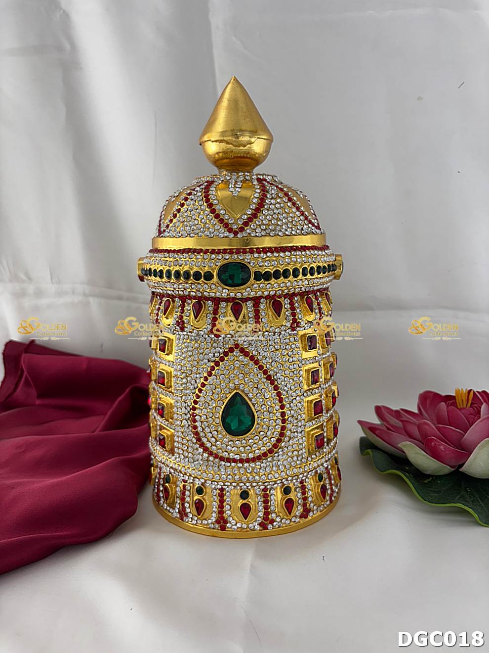 Full Round Venkateshwara Swamy Crown with gold plating and CZ stones