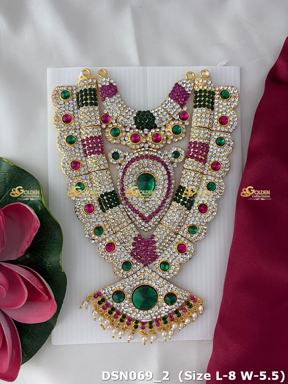 goddess lakshmi jewellery set amman short haram dsn 069_1