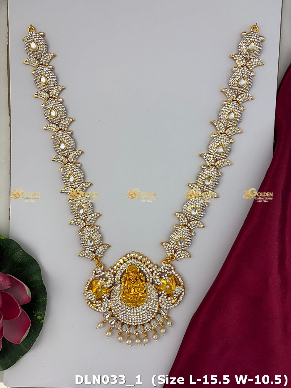 Lakshmi / Amman White 1 Step Long Haram DLN033 deity long haram image 1