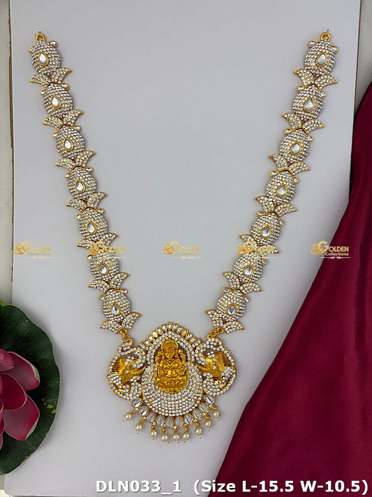 Lakshmi / Amman White 1 Step Long Haram DLN033 deity long haram image 1