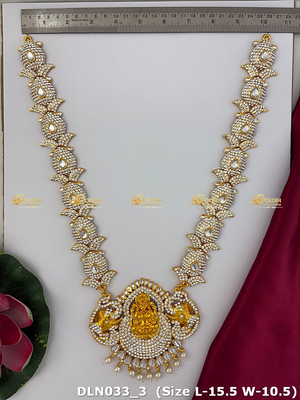 Lakshmi / Amman White 1 Step Long Haram DLN033 deity long haram image 3