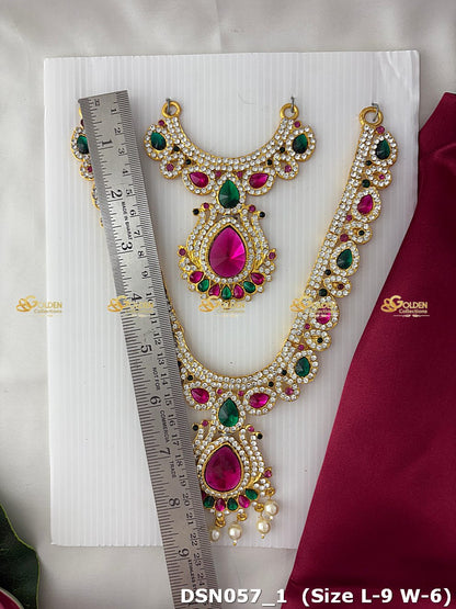 goddess lakshmi short necklace temple jewellery dsn 057_3