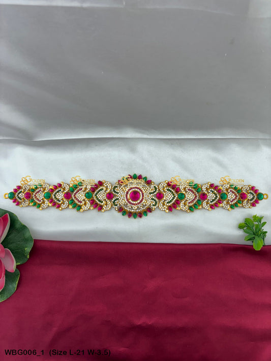 Deity Vaddanam Waist Belt with Stone Work WBG-006 Waist Belts deity alankaram image 1