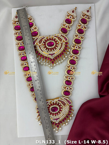 Deity Pink 2 Step Long Haram Set DLN133 deity long haram image 2