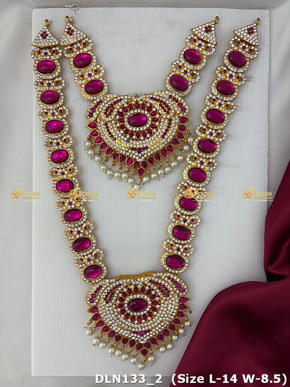 Deity Pink 2 Step Long Haram Set DLN133 deity long haram image 1