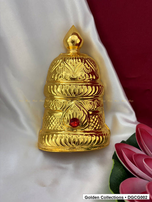 Front view of Gold Plated Deity Crown for God and Goddess Idols from Golden Collections