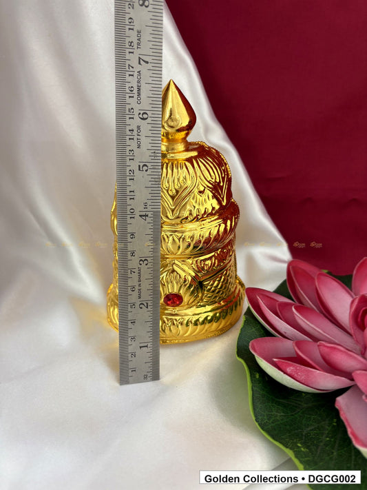 Angled view of Gold Plated Deity Crown for God and Goddess Idols from Golden Collections