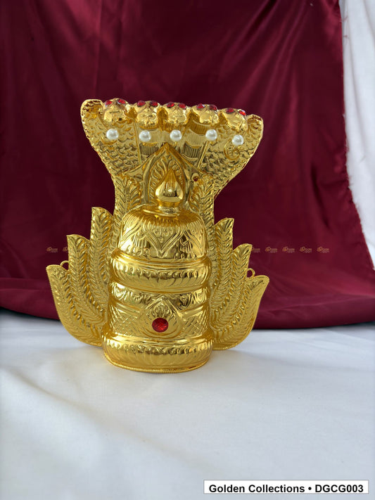 Front view of Gold Plated Deity Crown for God and Goddess Idols from Golden Collections
