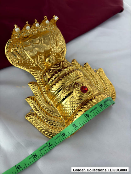 Close-up detail of Gold Plated Deity Crown for God and Goddess Idols from Golden Collections