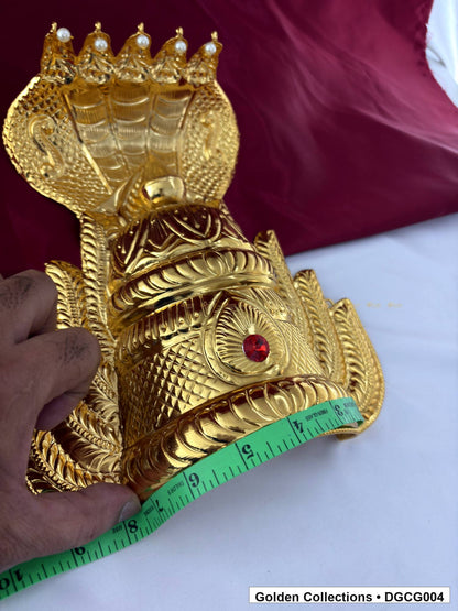 Close-up detail of Gold Plated Deity Crown for God and Goddess Idols from Golden Collections