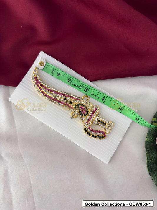 Measurement and scale view of Gold-Plated Deity Knife for Idol Alankaram for fit checking