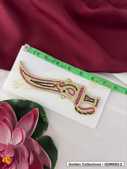 Measurement and scale view of Gold-Plated Deity Knife for Idol Alankaram for fit checking