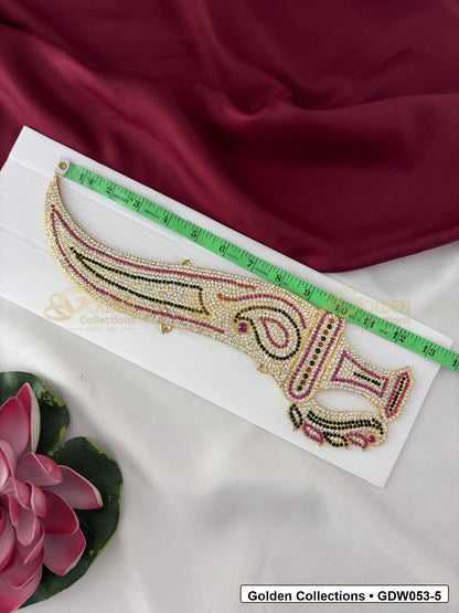 Measurement and scale view of Gold-Plated Deity Knife for Idol Alankaram for fit checking