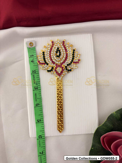 Measurement and scale view of Gold-Plated Deity Lotus for Goddess Alankaram for fit checking