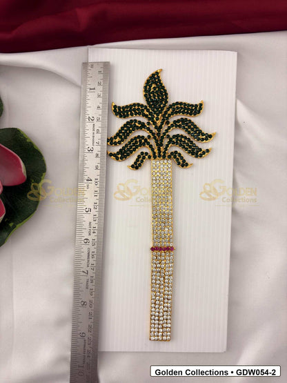 Measurement and scale view of Gold-Plated Deity Sugarcane for Goddess Alankaram for fit checking